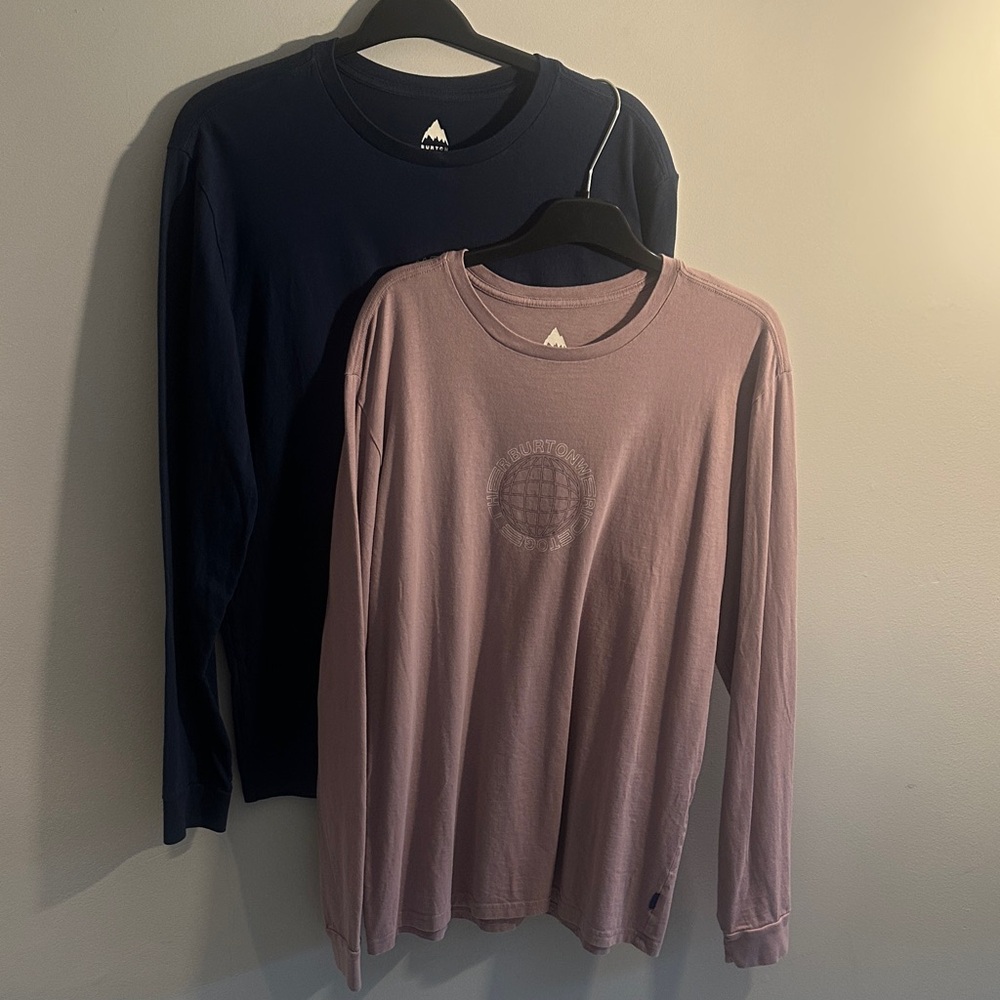SET OF 2 Burton Long Sleeve Shirts Dark Blue Light Purple Men's Size Medium Like